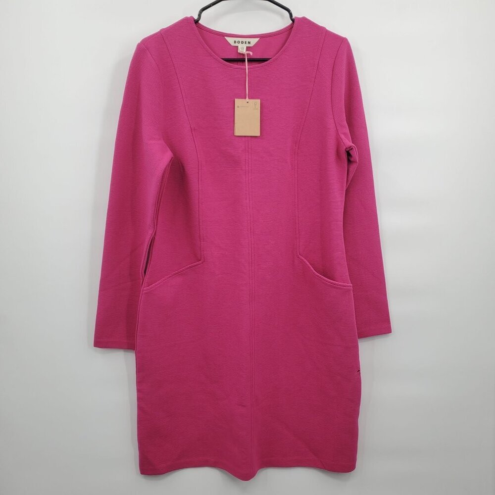 Boden Raspberry-Pink Long-Sleeve Midi Dress - Picture 2 of 16